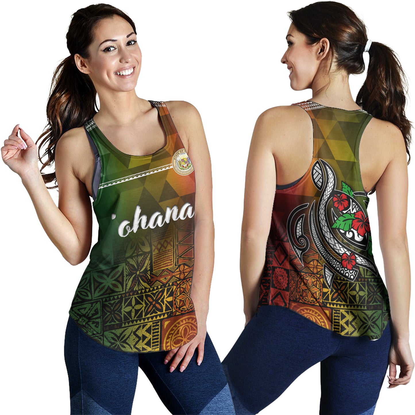 Hawaii Women Tank Lowpolly Pattern with Polynesian Motif