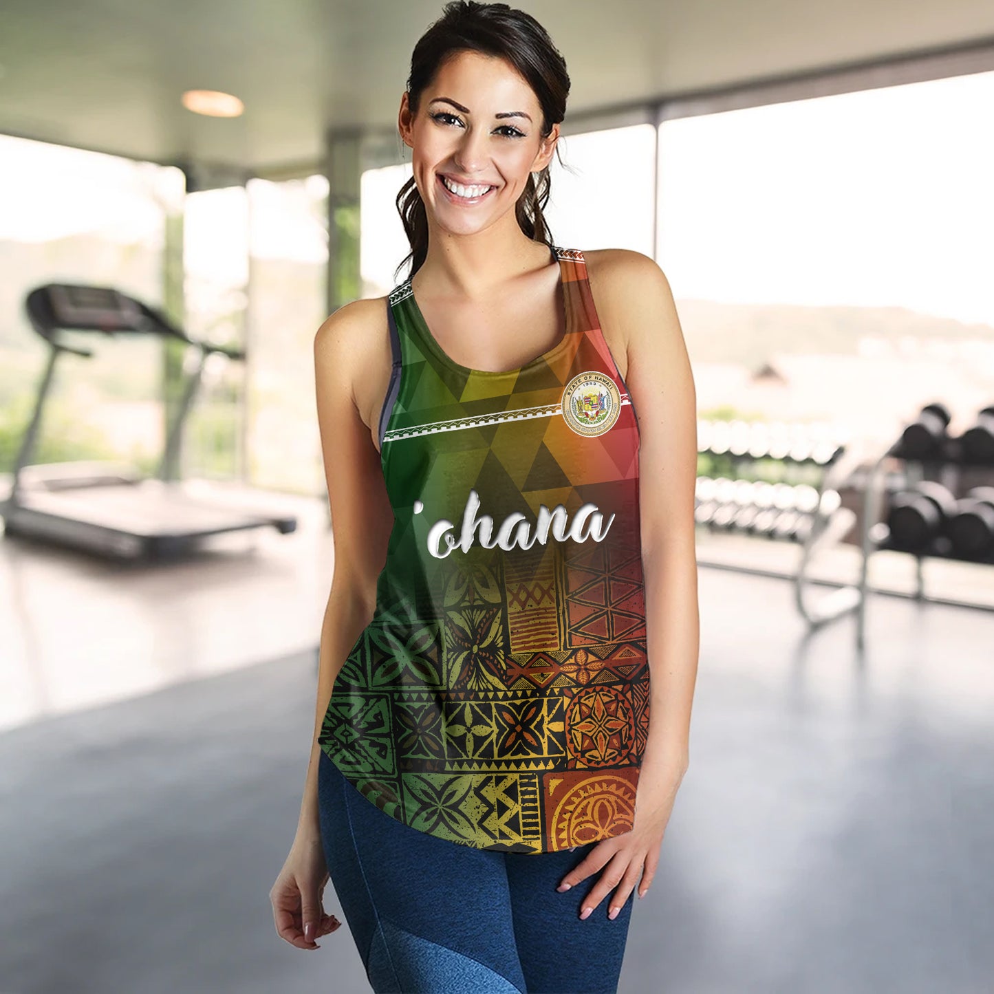 Hawaii Women Tank Lowpolly Pattern with Polynesian Motif