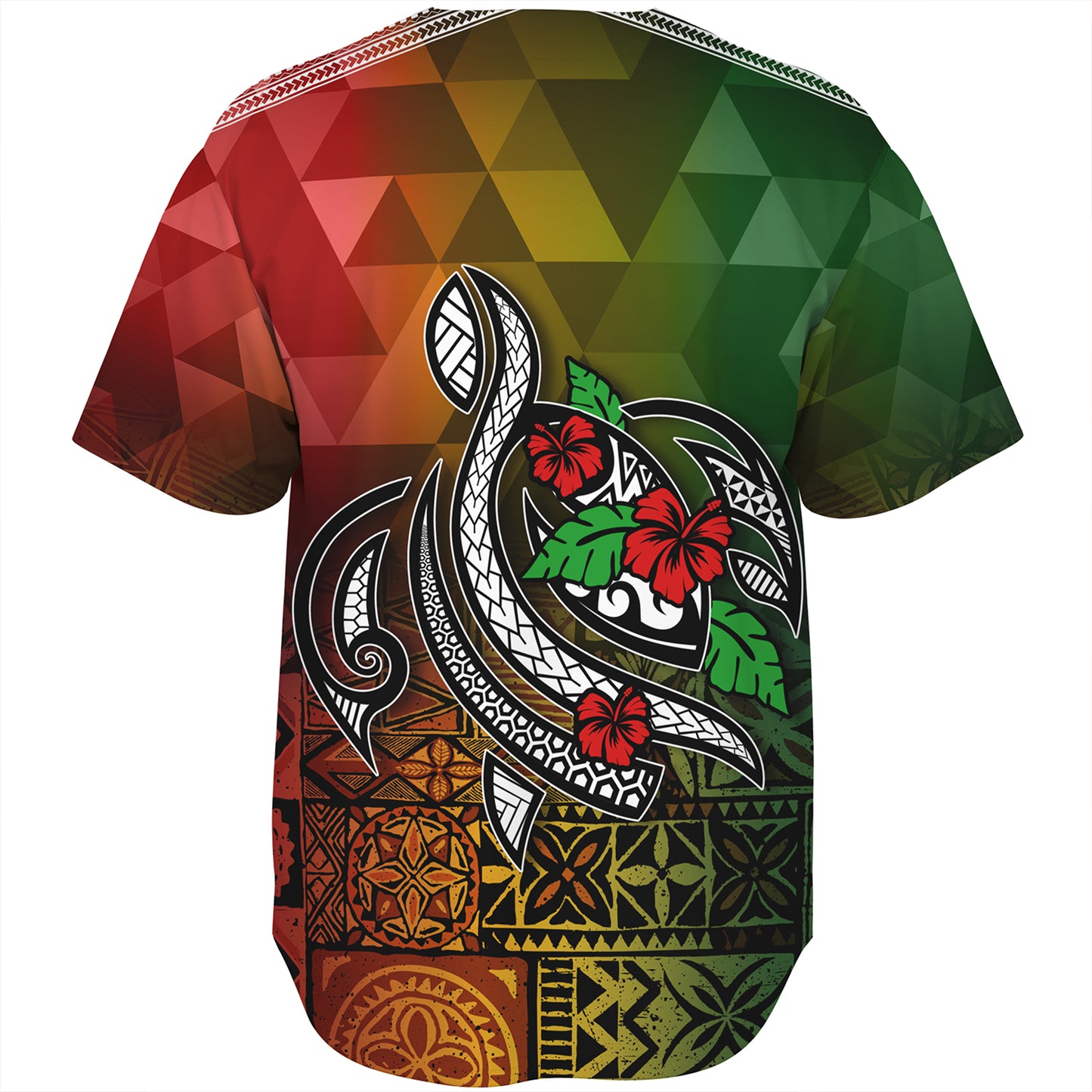 Hawaii Baseball Shirt Lowpolly Pattern with Polynesian Motif