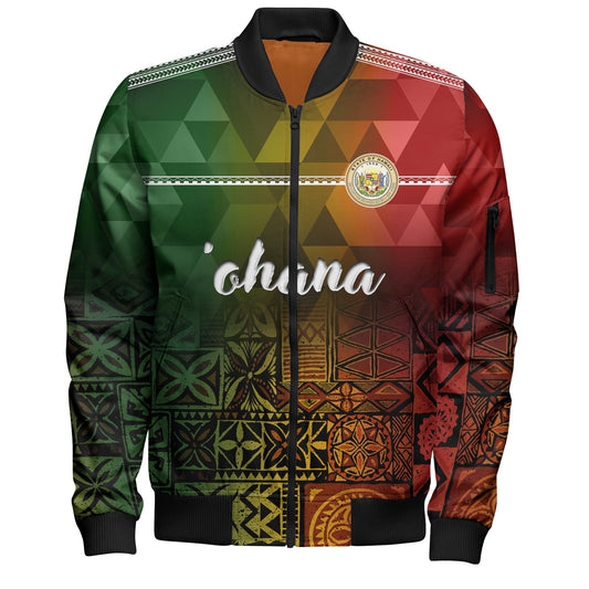Hawaii Bomber Jacket Lowpolly Pattern with Polynesian Motif