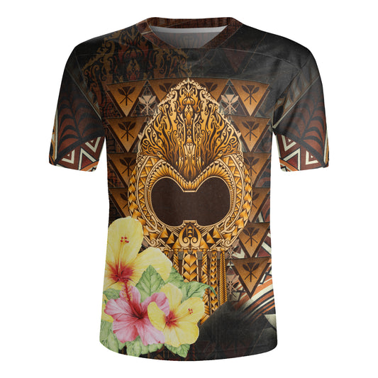 Hawaii Ikaika Hawaiian With Hibiscus Flowers Retro Style Men's All Over Printing Rugby Jersey