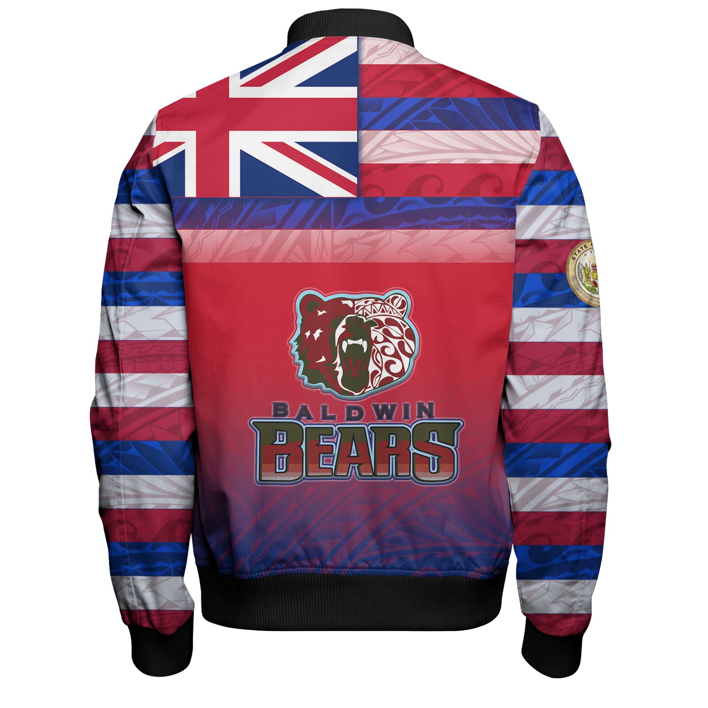 Hawaii Henry Perrine Baldwin High School Bomber Jacket Flag Color With Traditional Patterns