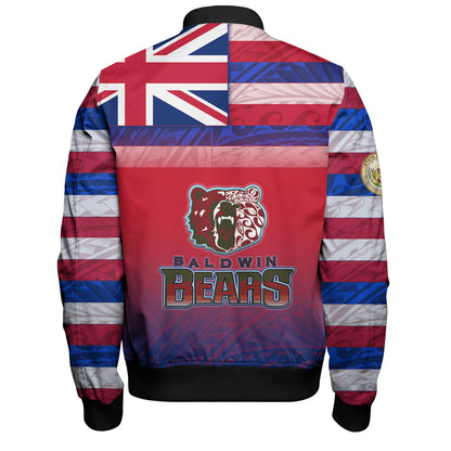 Hawaii Henry Perrine Baldwin High School Bomber Jacket Flag Color With Traditional Patterns