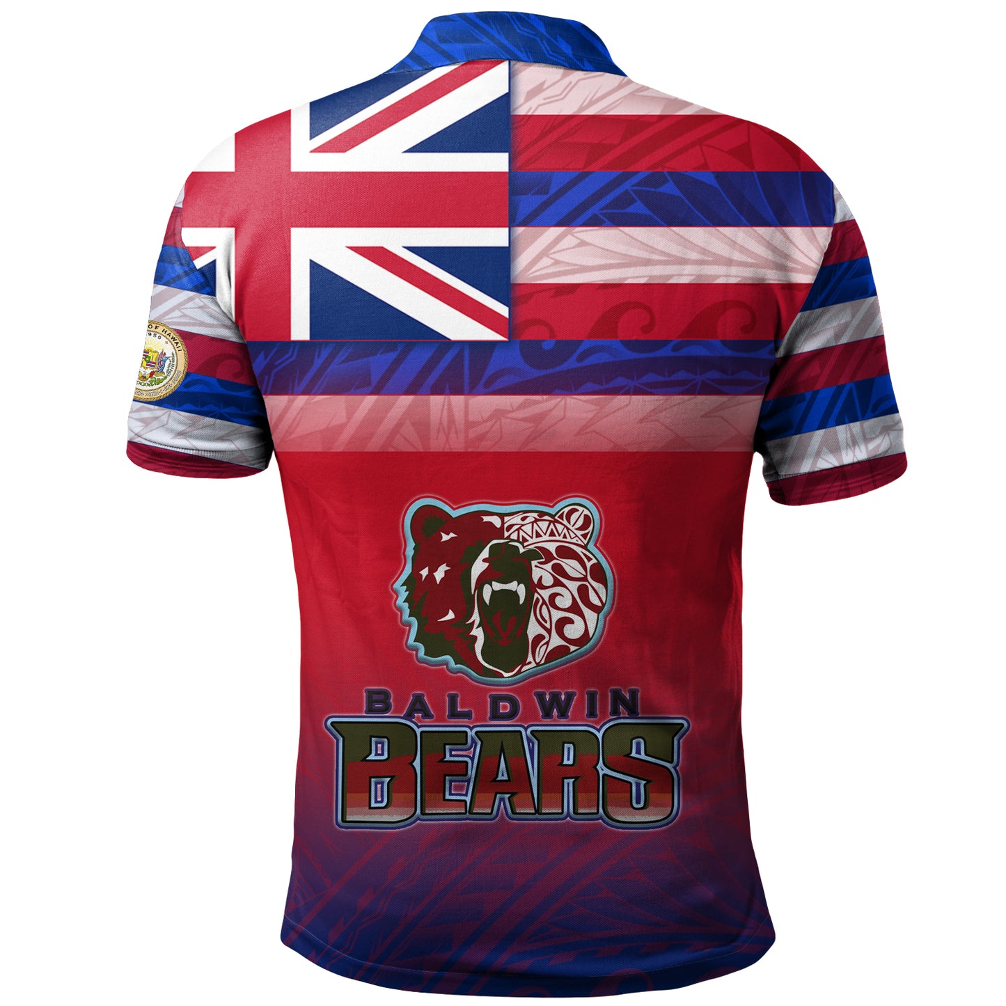 Hawaii Henry Perrine Baldwin High School Polo Shirt Flag Color With Traditional Patterns