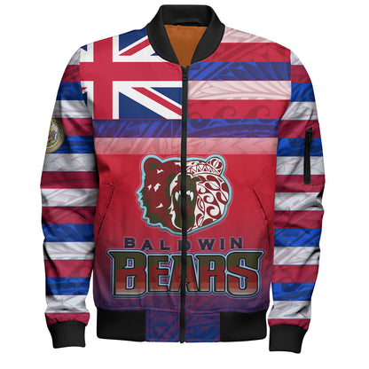 Hawaii Henry Perrine Baldwin High School Bomber Jacket Flag Color With Traditional Patterns