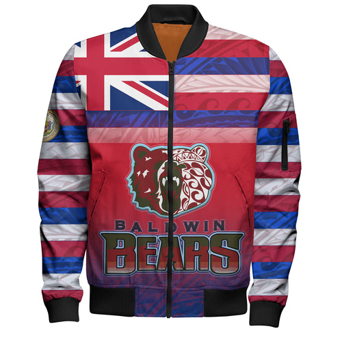 Hawaii Henry Perrine Baldwin High School Bomber Jacket Flag Color With Traditional Patterns