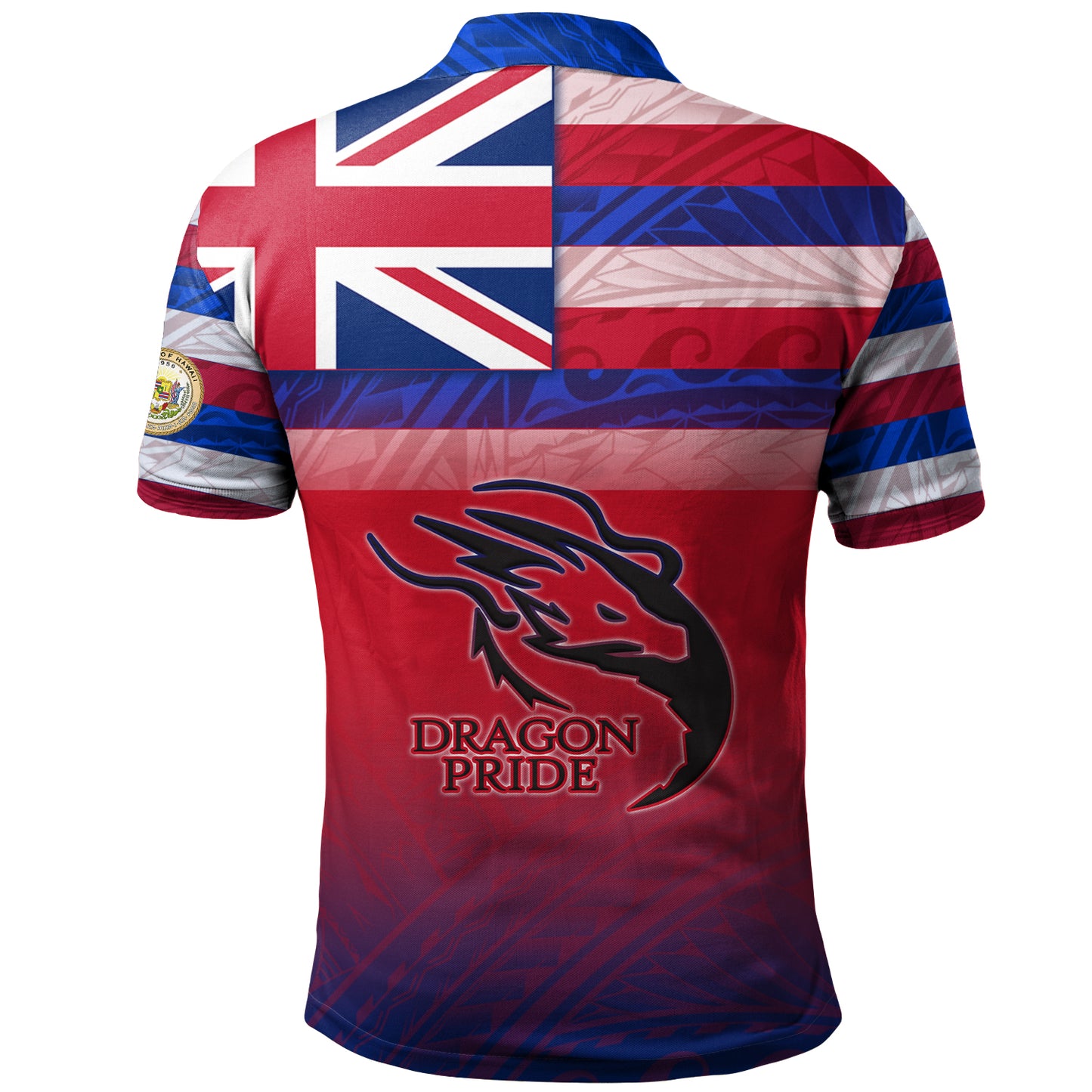 Hawaii Honokaa High And Intermediate School Polo Shirt Flag Color With Traditional Patterns