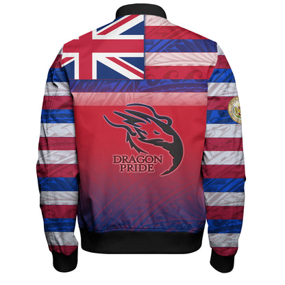Hawaii HonokaÊ»a High & Intermediate School Bomber Jacket Flag Color With Traditional Patterns