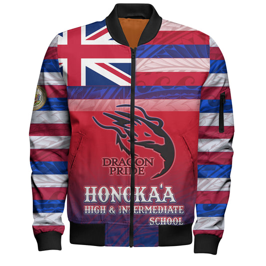 Hawaii Honokaʻa High & Intermediate School Bomber Jacket Flag Color With Traditional Patterns