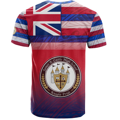 Hawaii James B. Castle High School T-Shirt Flag Color With Traditional Patterns
