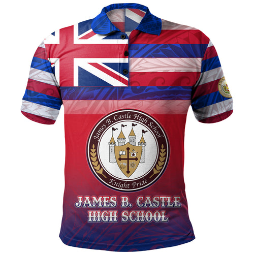 Hawaii James B. Castle High School Polo Shirt Flag Color With Traditional Patterns