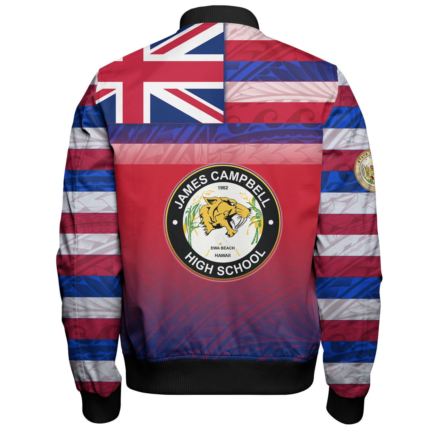 Hawaii James Campbell High School Bomber Jacket Flag Color With Traditional Patterns