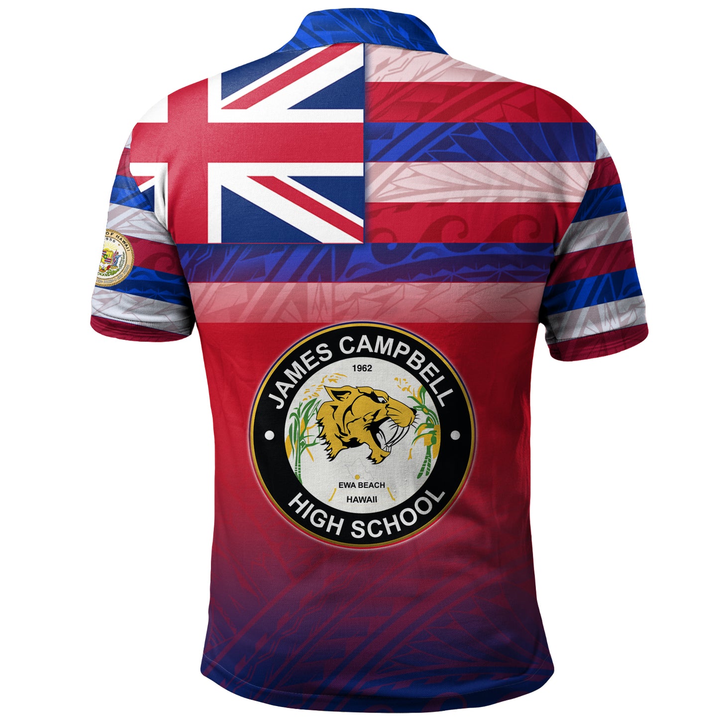Hawaii James Campbell High School Polo Shirt Flag Color With Traditional Patterns