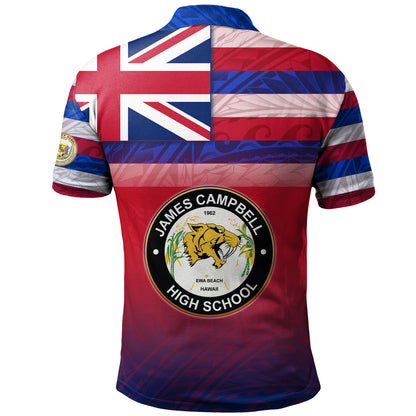 Hawaii James Campbell High School Polo Shirt Flag Color With Traditional Patterns