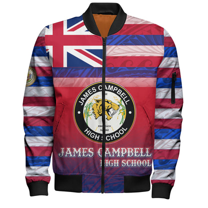 Hawaii James Campbell High School Bomber Jacket Flag Color With Traditional Patterns