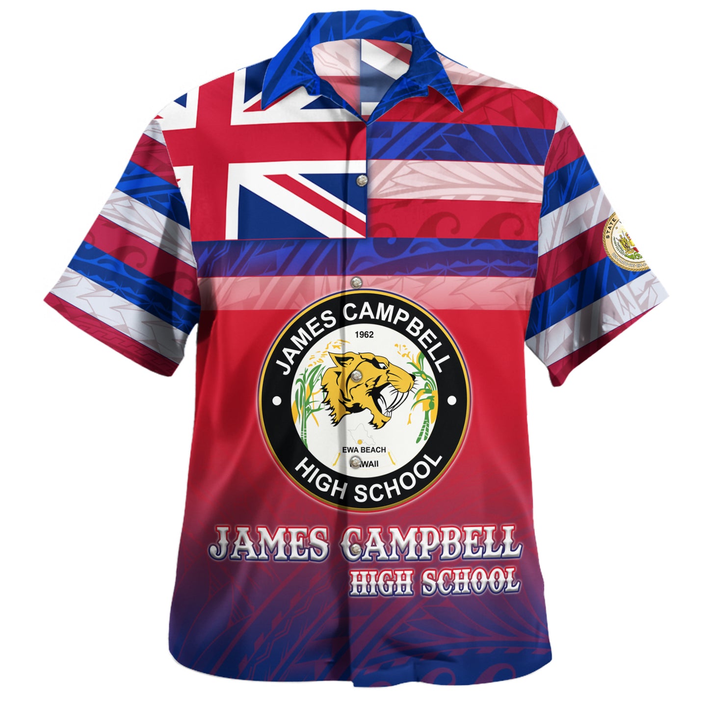 Hawaii James Campbell High School Hawaii Shirt Flag Color With Traditional Patterns