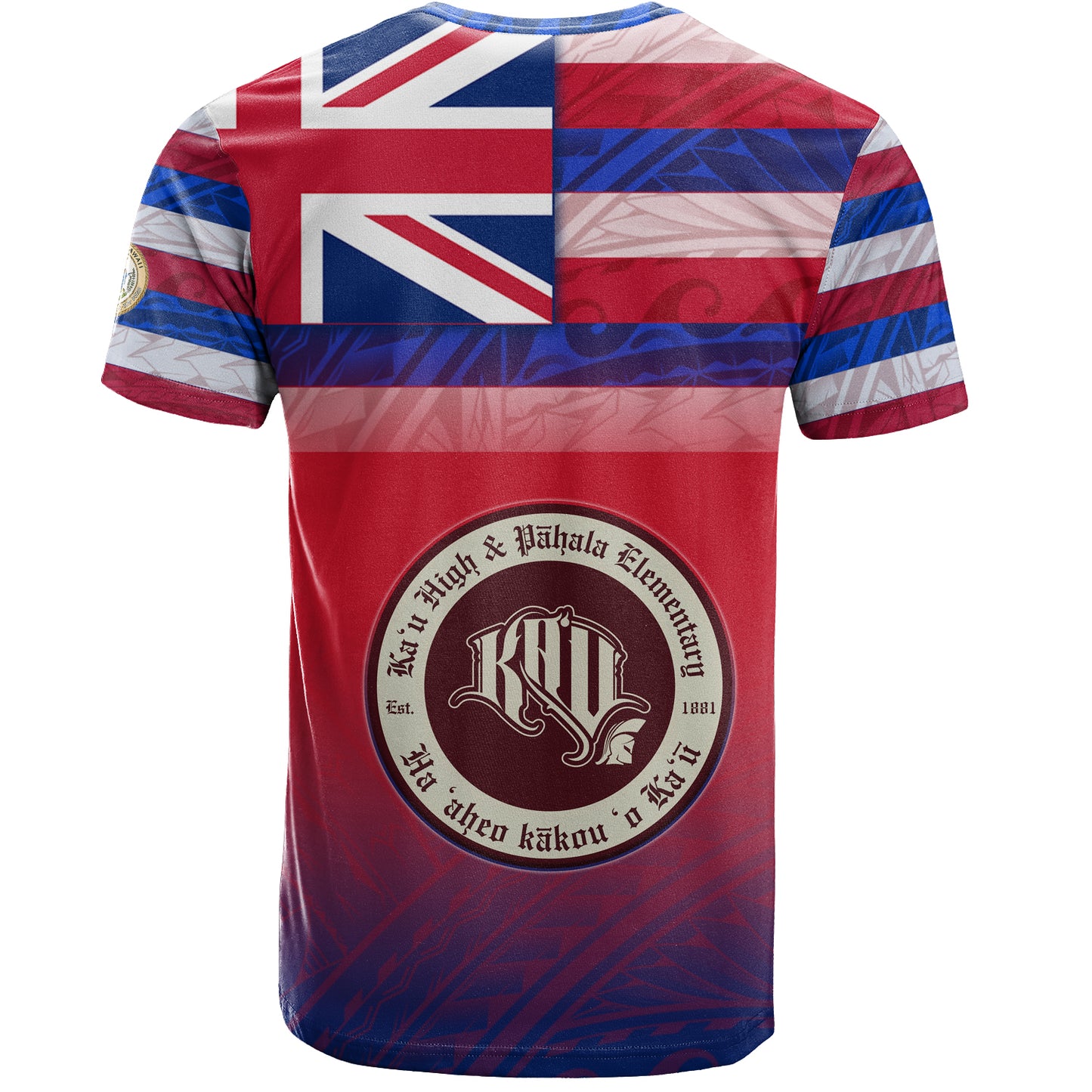 Hawaii KaÊ»Å« High & PÄhala Elementary School T-Shirt Flag Color With Traditional Patterns