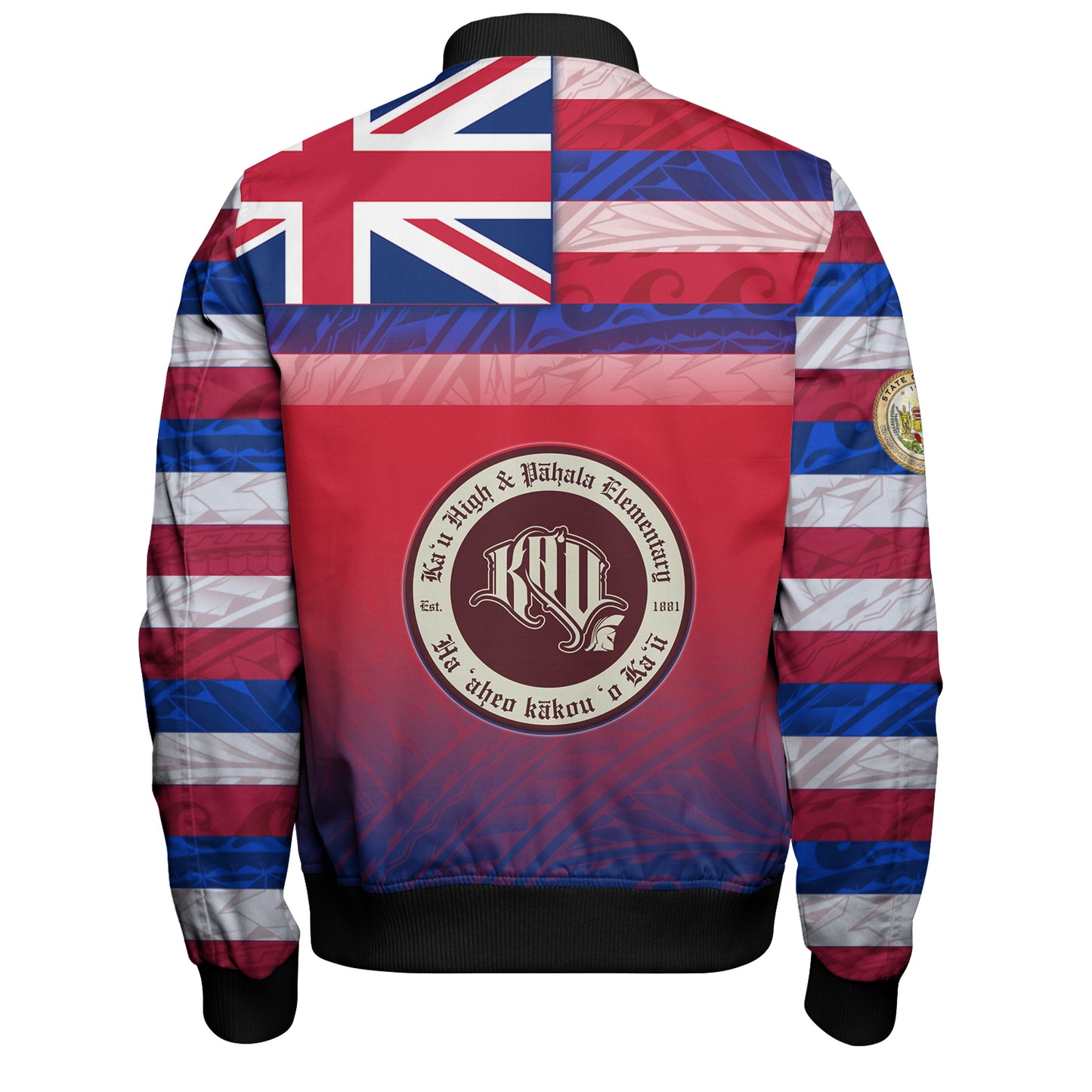 Hawaii KaÊ»Å« High & PÄhala Elementary School Bomber Jacket Flag Color With Traditional Patterns