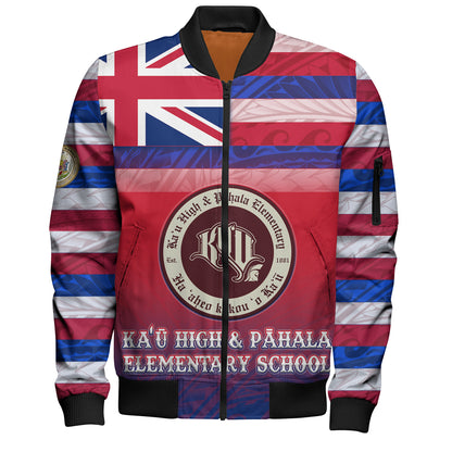 Hawaii KaÊ»Å« High & PÄhala Elementary School Bomber Jacket Flag Color With Traditional Patterns