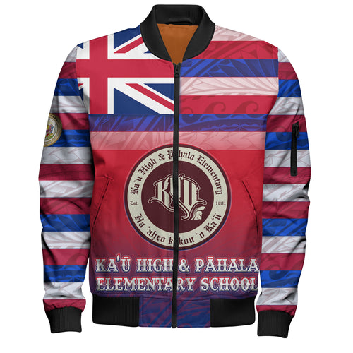 Hawaii KaÊ»Å« High & PÄhala Elementary School Bomber Jacket Flag Color With Traditional Patterns