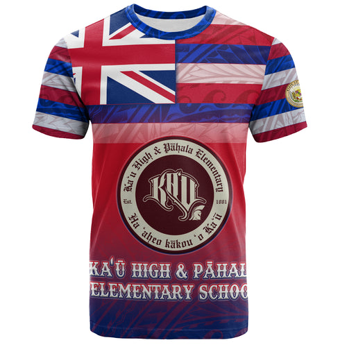 Hawaii KaÊ»Å« High & PÄhala Elementary School T-Shirt Flag Color With Traditional Patterns