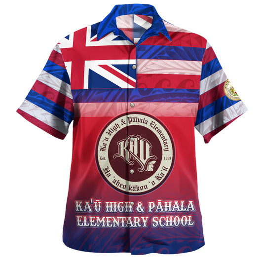 Hawaii Kau High School And Pahala Elementary School Hawaii Shirt Flag Color With Traditional Patterns