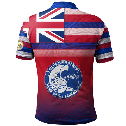 Hawaii Kailua High School Polo Shirt Flag Color With Traditional Patterns