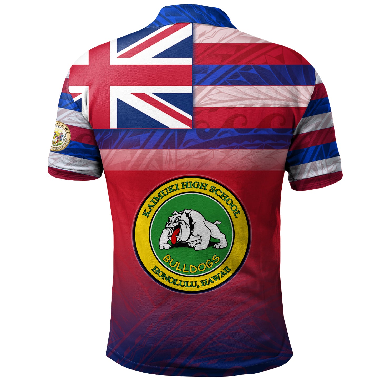 Hawaii Kaimuki High School Polo Shirt Flag Color With Traditional Patterns