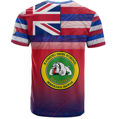 Hawaii Kaimuki High School T-Shirt Flag Color With Traditional Patterns