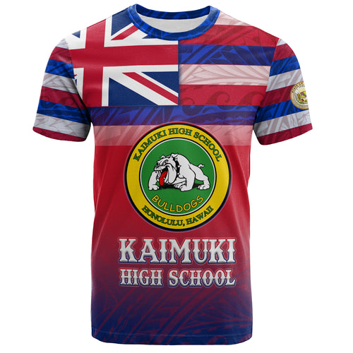 Hawaii Kaimuki High School T-Shirt Flag Color With Traditional Patterns