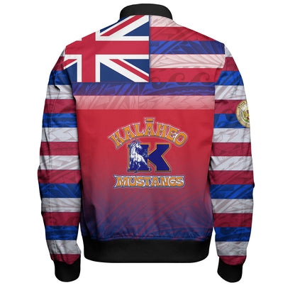Hawaii Kalaheo High School Bomber Jacket Flag Color With Traditional Patterns