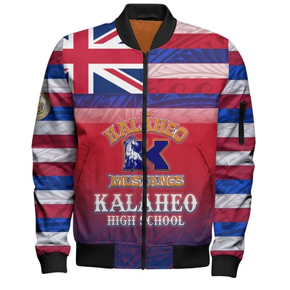 Hawaii Kalaheo High School Bomber Jacket Flag Color With Traditional Patterns