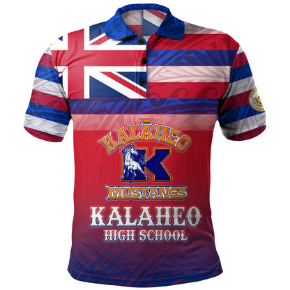 Hawaii Kalaheo High School Polo Shirt Flag Color With Traditional Patterns