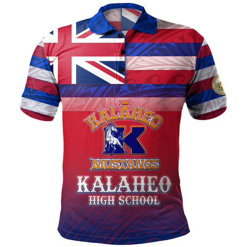 Hawaii Kalaheo High School Polo Shirt Flag Color With Traditional Patterns