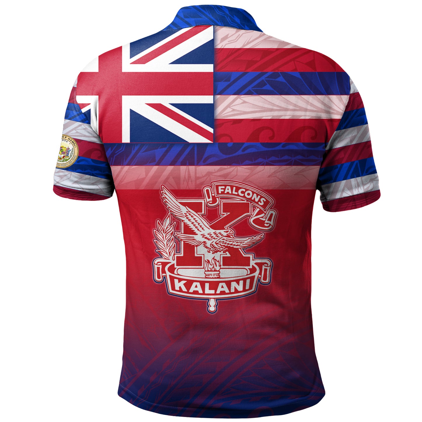 Hawaii Kalani High School Polo Shirt Flag Color With Traditional Patterns