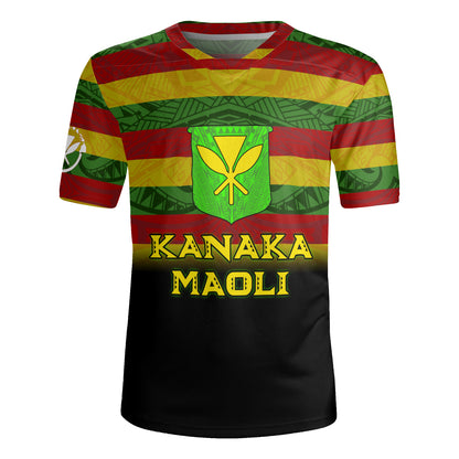 Hawaii Kanaka Maoli Flag Color With Traditional Patterns Men's All Over Printing Rugby Jersey