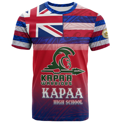 Hawaii Kapaa High School T-Shirt Flag Color With Traditional Patterns