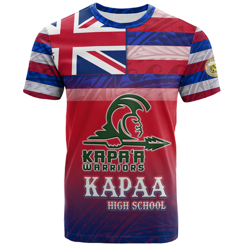 Hawaii Kapaa High School T-Shirt Flag Color With Traditional Patterns