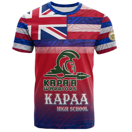 Hawaii Kapaa High School T-Shirt Flag Color With Traditional Patterns