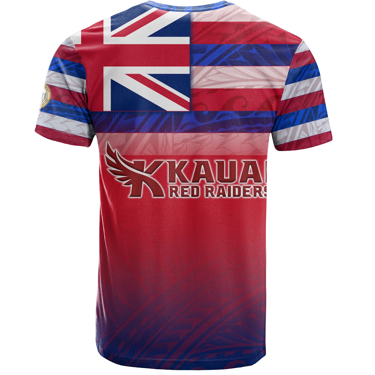 Hawaii Kauai High School T-Shirt Flag Color With Traditional Patterns