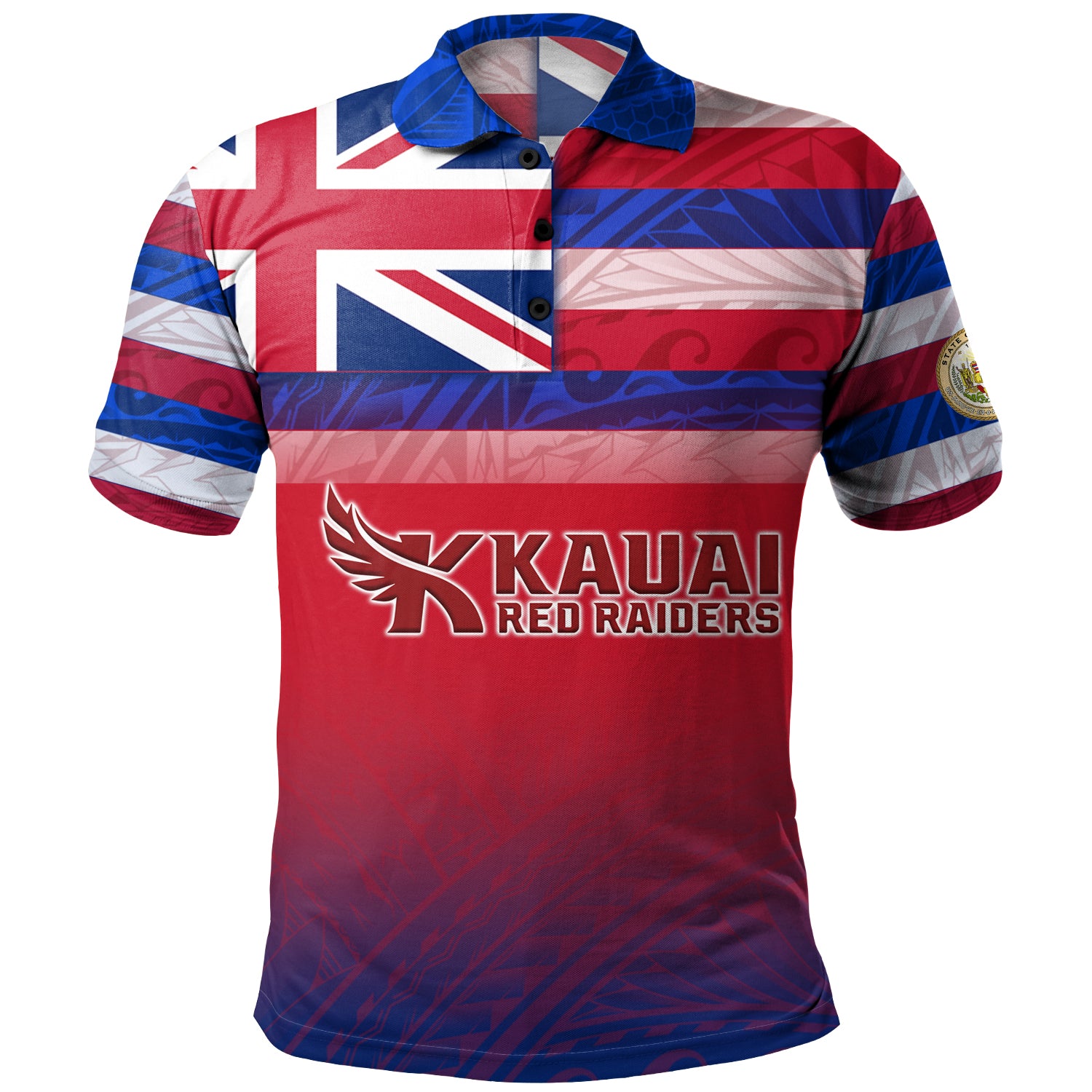 Hawaii Kauai High School Polo Shirt Flag Color With Traditional Patterns