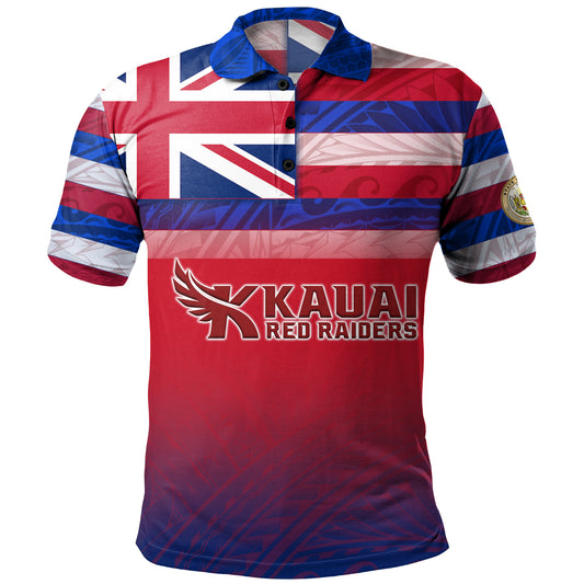 Hawaii Kauai High School Polo Shirt Flag Color With Traditional Patterns
