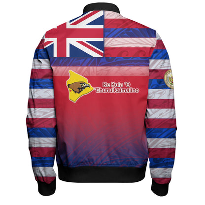 Hawaii Ke Kula o Ehunuikaimalino High School Bomber Jacket Flag Color With Traditional Patterns