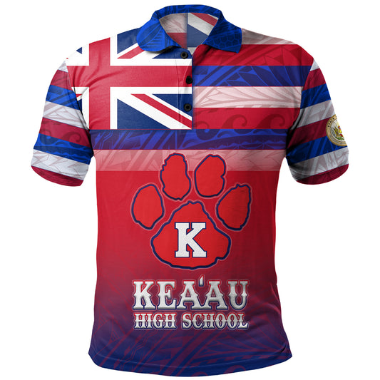 Hawaii Keaau High School Polo Shirt Flag Color With Traditional Patterns