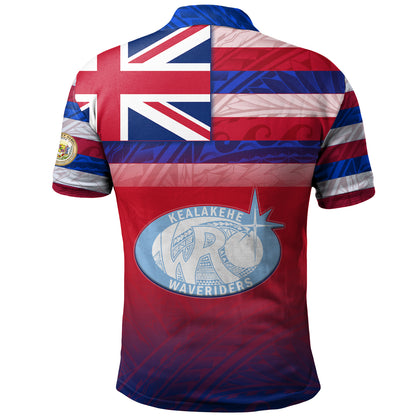 Hawaii Kealakehe High School Polo Shirt Flag Color With Traditional Patterns