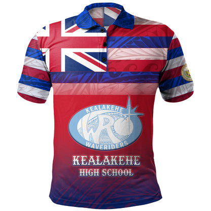 Hawaii Kealakehe High School Polo Shirt Flag Color With Traditional Patterns