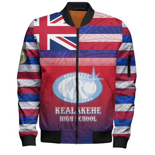 Hawaii Kealakehe High School Bomber Jacket Flag Color With Traditional Patterns