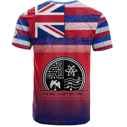 Hawaii Kihei Charter School T-Shirt Flag Color With Traditional Patterns