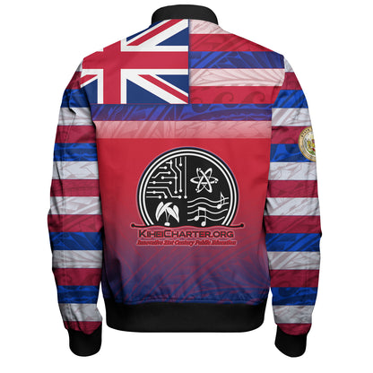 Hawaii Kihei Charter School Bomber Jacket Flag Color With Traditional Patterns