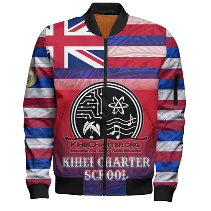 Hawaii Kihei Charter School Bomber Jacket Flag Color With Traditional Patterns
